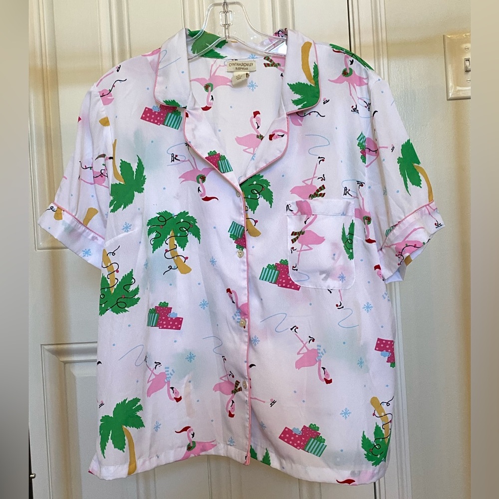 Cynthia Rowley flamingo print pajama top